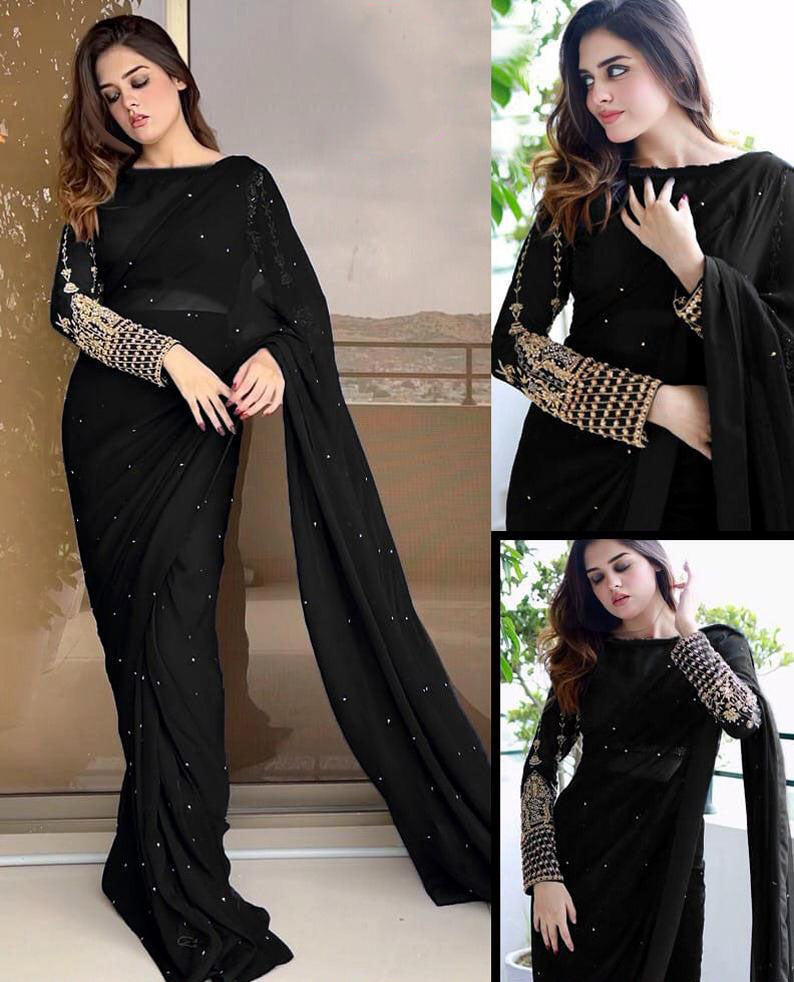 Pearl – Embroidered Chiffon Saree