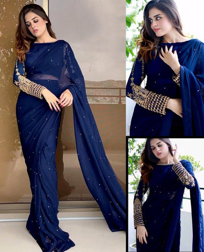 Pearl – Embroidered Chiffon Saree