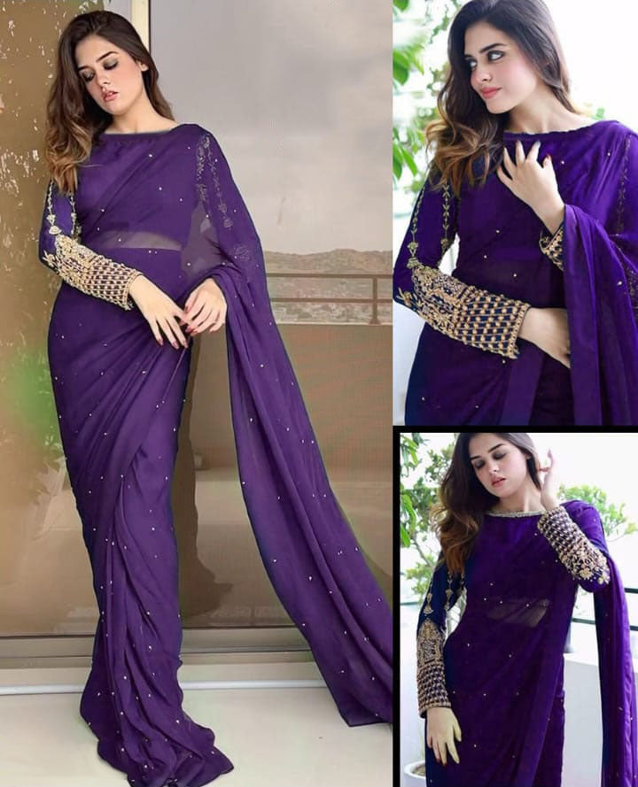 Pearl – Embroidered Chiffon Saree