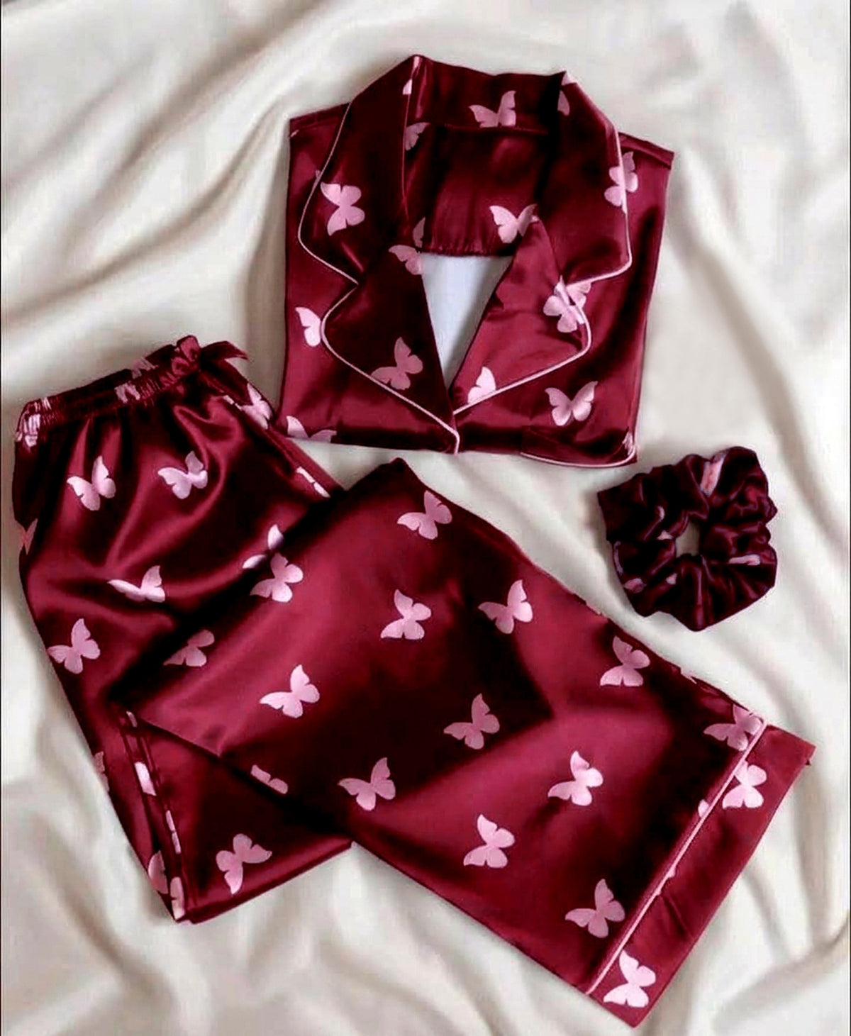 Butterfly Bliss – Silk Night Suit 3PCs 🦋