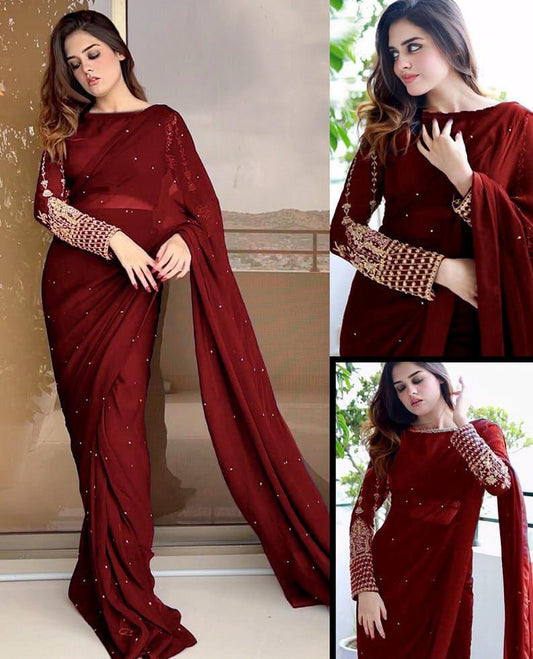 Pearl – Embroidered Chiffon Saree