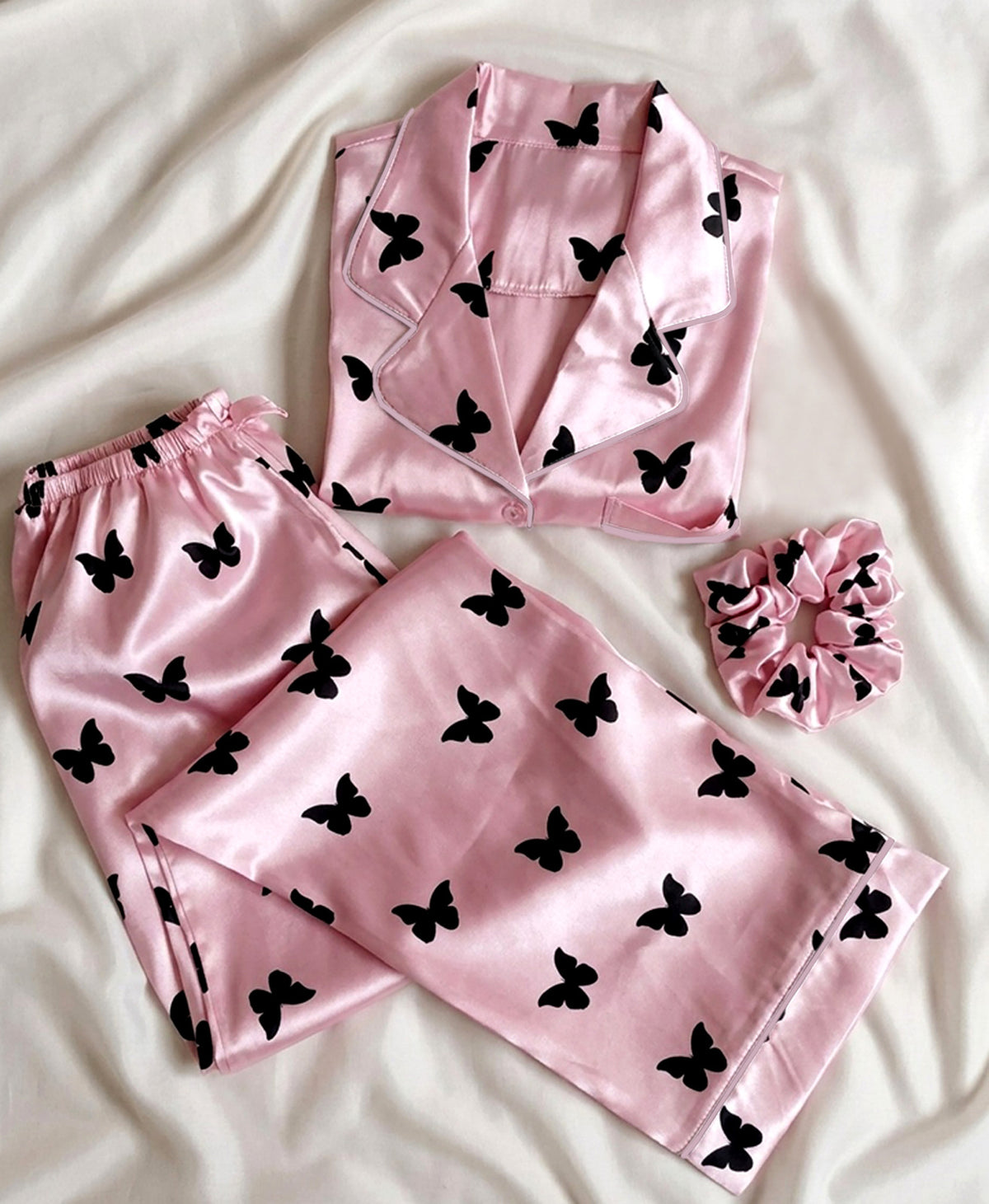Butterfly Bliss – Silk Night Suit 3PCs 🦋